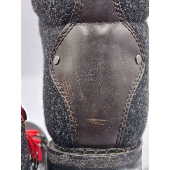 Woolrich Rockies Women's Brown Leather Dark Gray Wool Hiking Boots Sz 9.5 2908 - Picture 6 of 16